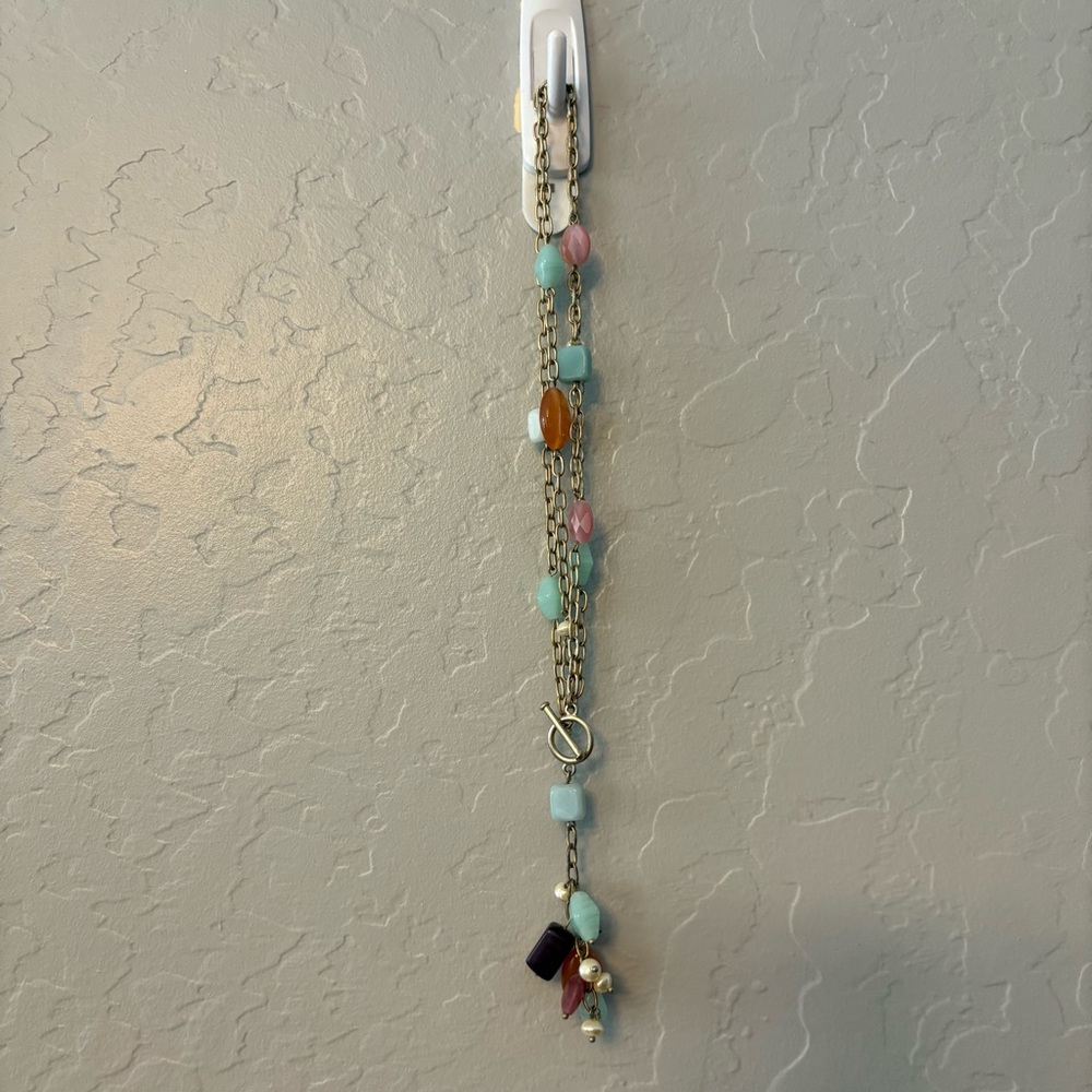 Lia Sophia candyland amethyst, glass beads lariat toggle necklace